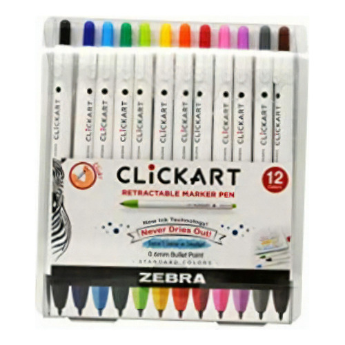 Zebra Pen Click Art Marcador Retráctil, Punta Fina, 0,6 Mm