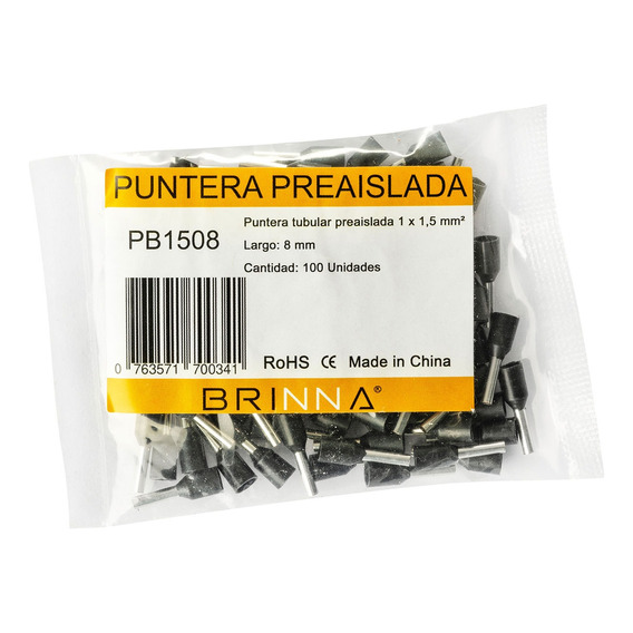 Puntera Tubular Tiff Brinna Terminal Aislado 1,5mm X100