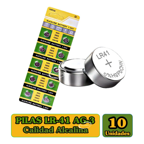 Pack Pila Alcalina Ag3 / Lr41 / 392a / Tipo Boton - 10 Unid