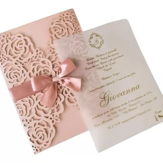 60 Envelopes P/ Convites Finos Floral Rendado Laser