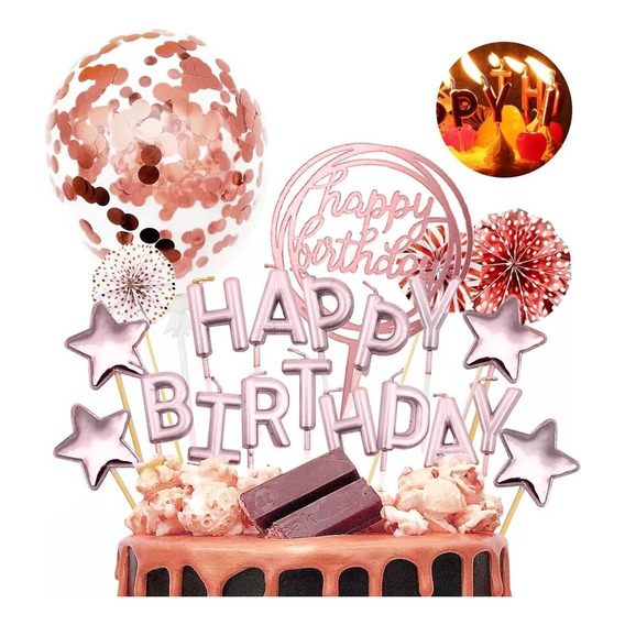 23pz Decoración Pastel De Velas Feliz Cumpleaños Cake Topper