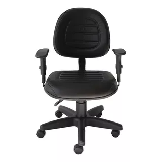 Cadeira De Escritório Metalwood Ecoflex Escritório Couro Home 8566 Ergonômica  Preta Com Estofado De Couro Sintético