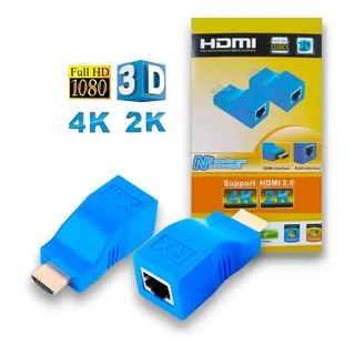 5 Extensor Hdmi 3d 30 Metros Via 1 Cabo De Rede Rj45 Cat5e/6