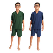 Kit 2 Pijamas Masculino Infantil Juvenil Verão Calor