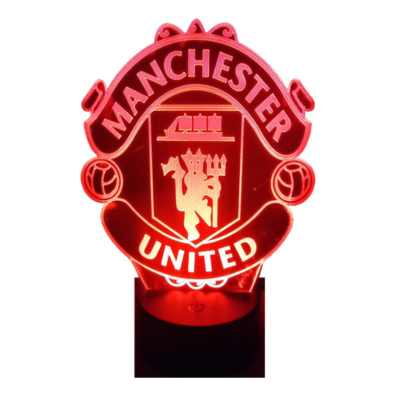 Lámpara Led Ilusion 3d Manchester United 7 Colores Led