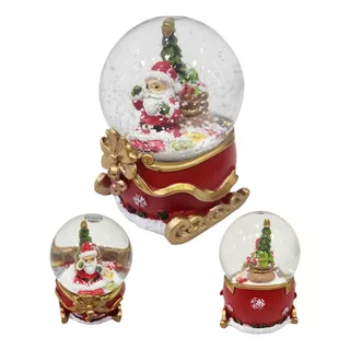 Globo De Vidrio Nieve Navidad Base Trineo Papá Noel 9cm Altu