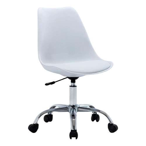 Silla Eames Para Oficina Con Ruedas Altura Ajustable Premium Color Blanco Material del tapizado Cuero sintético