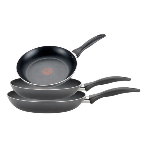 Set X3 Sarten Tefal Teflon Antiadherente 20/24/26 Cm Color Negro