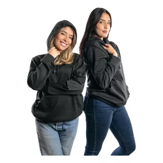 Hoodie Negro Comercial 70% Poliéster 30% Algodón