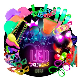 Combo Cotillón Luminoso Led  Neon Y Fluo 100 Personas