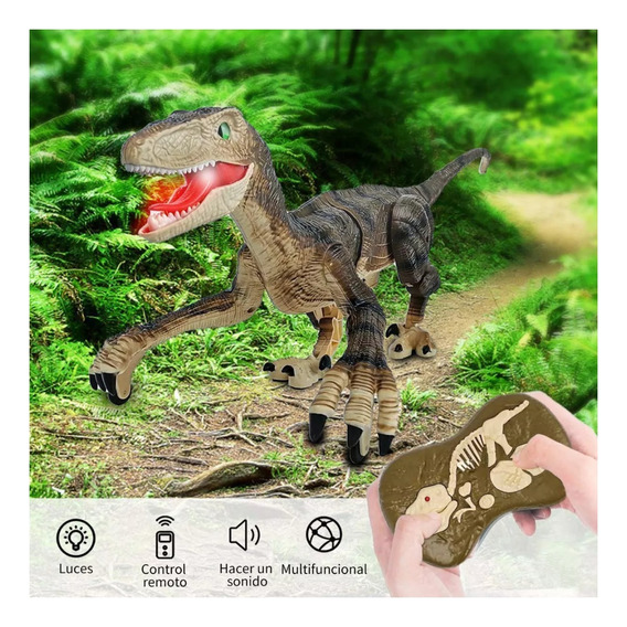 Dinosaurio Velociraptor Juguete Control Remoto Luz Y Sonido