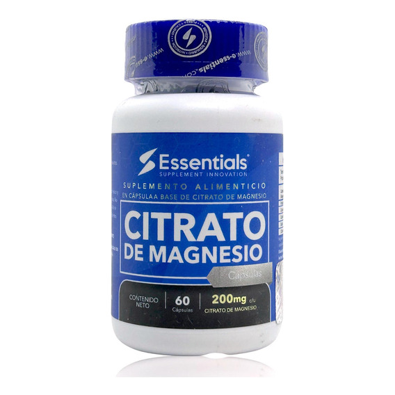 Citrato De Magnesio 60 Cápsulas 200 Mg Essentials.