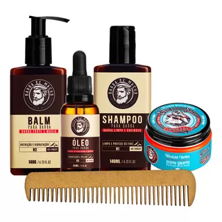 Kit Completo Shampoo Balm Oleo E Pomada Brilho Cabelo Pente