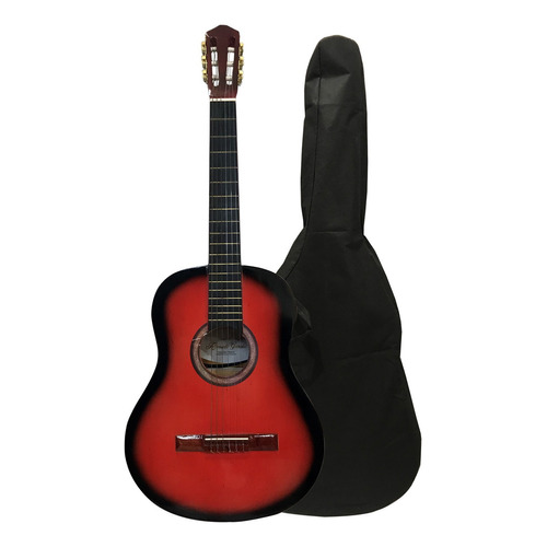 Guitarra Criolla De Estudio Superior Cg100 Bk Br + Funda Color Rojo