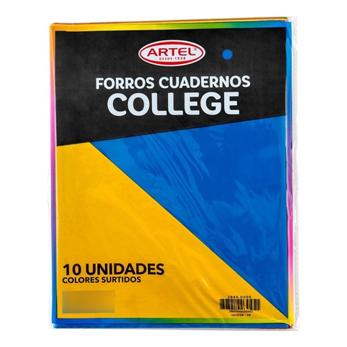 Forro Cuaderno College Colores Surtidos 10 Unidades