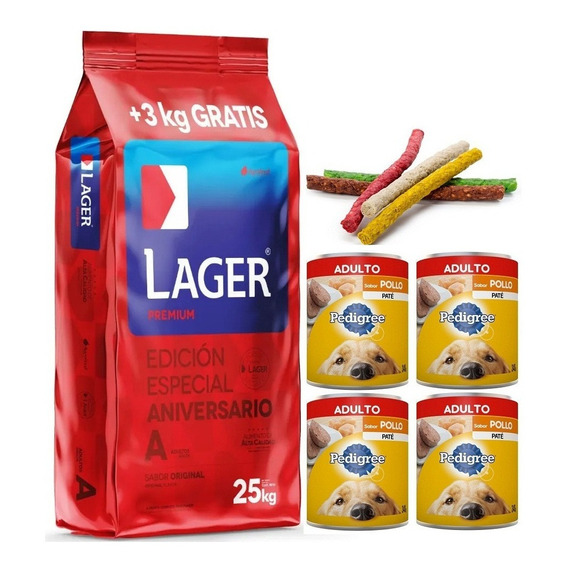 Super Combo Lager Adulto 29k Con 4pate 280g Y Snacks