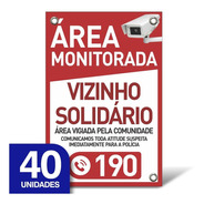 Placa Vizinho Solidário - Pvc 1mm - 40 Unidades - 20x30cm
