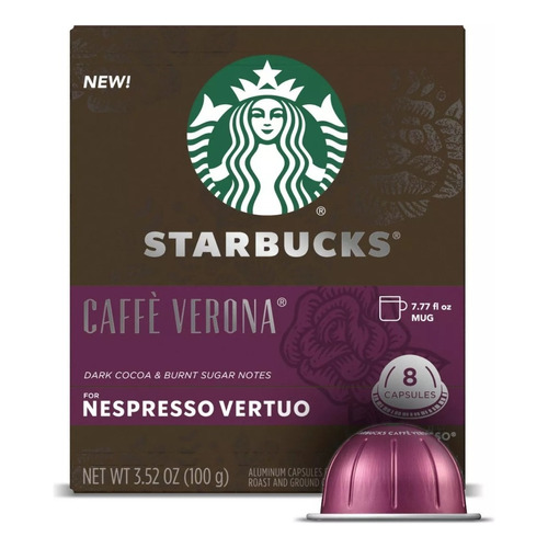 Starbucks Capsulas Nespresso Vertuo Dark Roast Verona 1 Caja