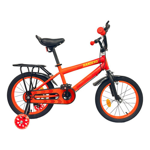 Bicicleta infantil Randers Randers R16 16" frenos v-break color naranja con ruedas de entrenamiento  