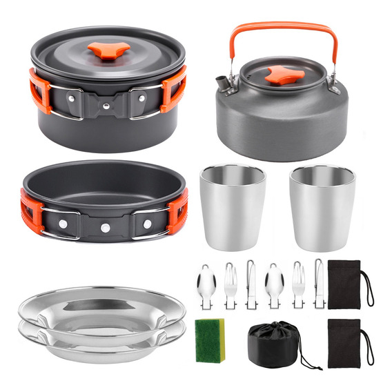 Kit Utensilios De Cocina Para Acampar Completo Con Teteras