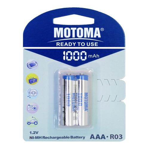 2 X Pilas Recargables Motoma Aaa 1000 Mah