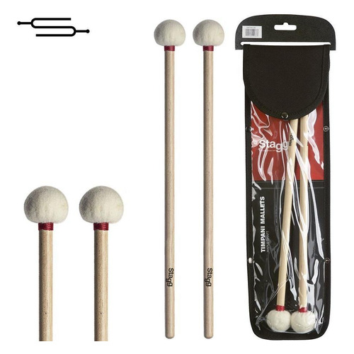 Palillos Bateria Platillos Timbales Stagg Mallet 35 Full Color Natural