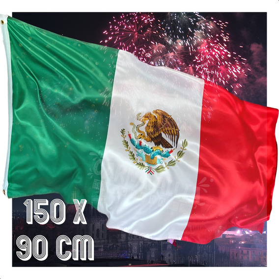 Bandera México Viva México Fiestas Patrias 150x90cm Satinada