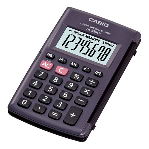 Calculadora De Bolsillo Casio Hl-820lv 8 Digitos Pila Boton Color Negro