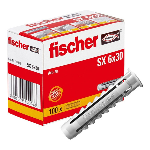Taco Tarugo Universal Fischer Sx6 Para Ladrillo Hueco Caja Por 100 Unidades Fischer Codigo 608906