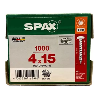 Tornillos Spax Para Fijar Herrajes 4 X 15 Caja 1000 Piezas