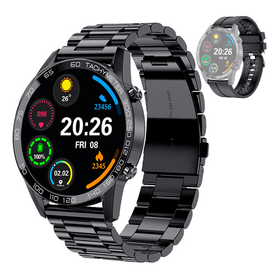 Reloj Inteligente Bluetooth Pantalla Táctil Smartwatch Color de la caja Blanco Color de la malla Negro Color del bisel Negro