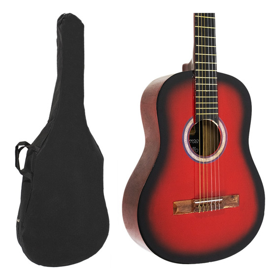 Guitarra Criolla Clasica De Estudio Roja + Funda De Regalo