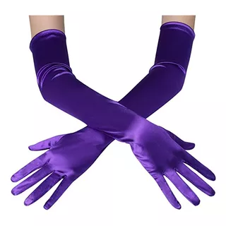 Guantes Largos De Satén Para Mujer De Moda, Accesorios