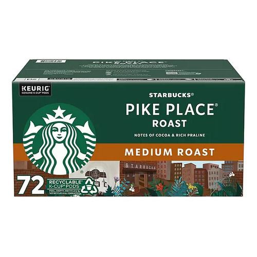 Starbucks Pike Place K-cups 72 Pods Keurig Tostado Medio