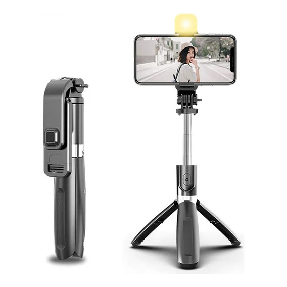 Selfies Stick Con Trípode Bluetooth Control Remoto + Luz Led