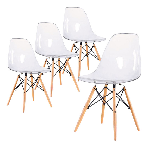 Set 4 Sillas Comedor Acrilico Crystal Eames Transparentes