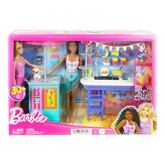 Barbie Puesto Paseo En La Playa Con 30 Accesorios X2 Muñecas