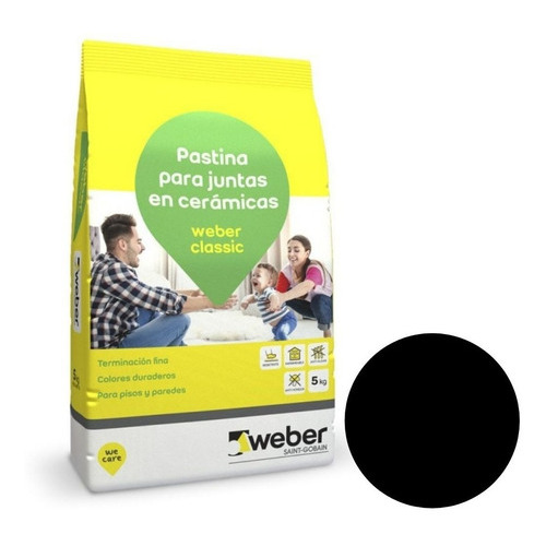 Pastina Weber Classic 5 Kg Antihongo Impermeable Acabad Fino Color Negro