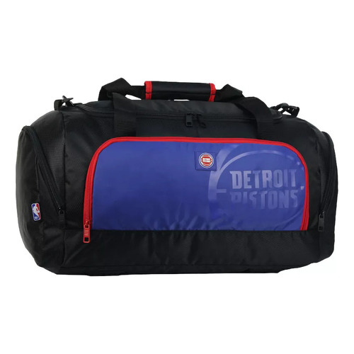 Bolso Deportivo Nba Detroit Pistons Ofic C/ Guarda Zapatilla Color Negro Liso