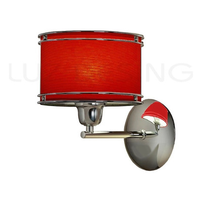 Pack X2 Aplique Pared Doble Aro Cromo Deco Moderno Rojo