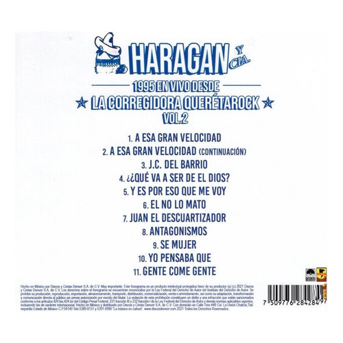 Haragán Y Cía, 1995 En Vivo Desde La Corregidora 1 Cd Nuevo