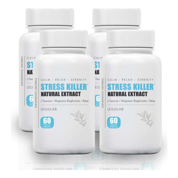 Kit Suplemento Stress Killer Relajacion Natural 60 Cap X 4 U