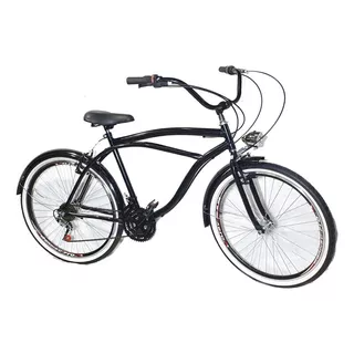 Bicicleta Aro 26 Caiçara Retrô Com Marcha E Farol + Paralama Cor Preto