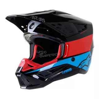 Casco Alpinestars Sm5 Bond Enduro Motocross - Powertech Color Negro/rojo/celeste Tamaño Del Casco L