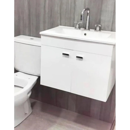 Mueble para baño Amube Niza de 62cm de ancho, 48cm de alto y 40cm de profundidad con bacha y mueble color blanco con tres agujeros para grifería