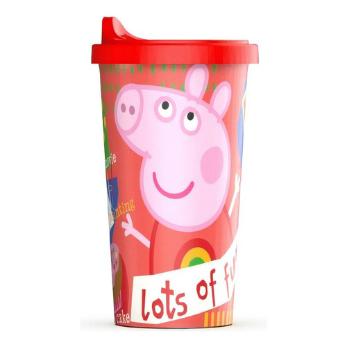 Vaso Tapa Tomadora Peppa Pig Grande Licencia Oficial 400ml