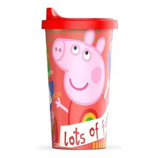 Vaso Tapa Tomadora Peppa Pig Grande Licencia Oficial 400ml