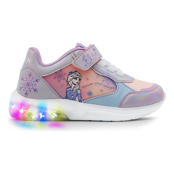 Tenis Original Disney Elsa Frozen Con Luces Lila Para Niña