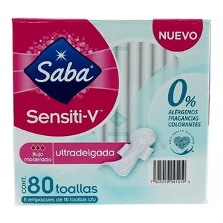Saba Sensiti-v Ultradelgada Con 8 Paquetes De 10 Toallas C/u
