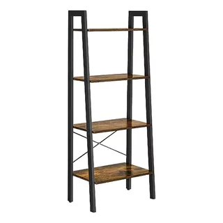 Vasagle Estantería De Escalera, Estantería De 4 Niveles, Para Salón, Dormitorio, Cocina, Oficina En Casa, Estilo Industrial, Marco De Acero, Marrón Rústico Y Negro Mlls44xv1